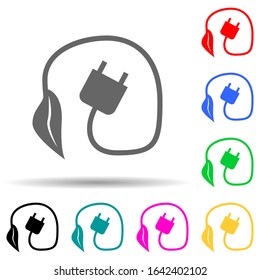 Elektrostecker und pflanzengrünes mehrfarbiges Symbol. Einfache Bildyph, flache Vektorillustration von Greenpeace-Icons für i und ux, Website oder mobile Applikationen