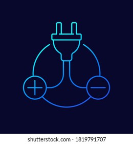 elektrischer Stecker und Plus, Minuszeichen, Zeilensymbol