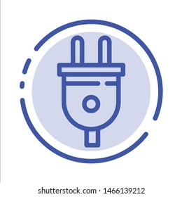 Electric, Plug, Power, Power Plug Blue Dotted Line Line Icon. Vector Icon Template background