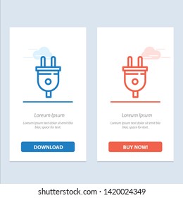 Electric, Plug, Power, Power Plug  Blue and Red Download and Buy Now web Widget Card Template