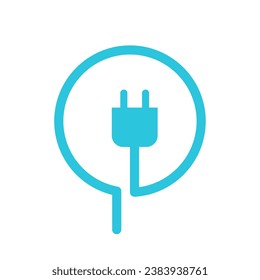 Símbolo del icono de la cabina de alimentación eléctrica de enchufe. De conjunto de iconos azules.