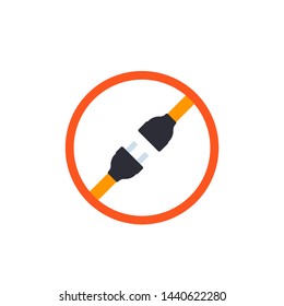 electric plug with power connector, vector icon
