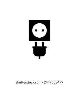 Electric Plug with Power Outlet flat vector icon. Simple solid symbol isolated on white background