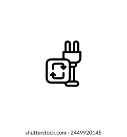 electric plug renewable energy outline icon and illustration