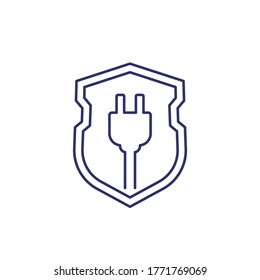 electric plug and shield line icon