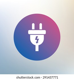 Electric plug sign icon. Power energy symbol. Lightning sign. Icon on blurred background. Vector