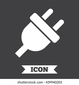 Electric plug sign icon. Power energy symbol. Graphic design element. Flat electricity symbol on dark background. Vector