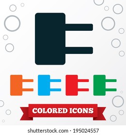 Electric plug sign. Power energy symbol. Round circles symbols. Vector