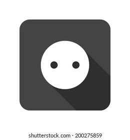 Electric plug sign. Power energy symbol. Rounded square flat icon with long shadow. Vector Electric plug sign. Power energy symbol. Rounded square flat icon with long shadow. Vector