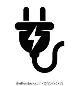 Elektrischer Stecker Silhouette Symbol mit Blitzbolzen