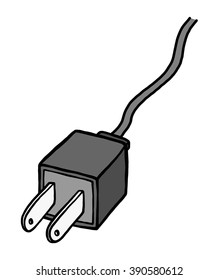 electric plug for smartphone / cartoon vector and illustration, grayscale, hand drawn style, isolated on white background.