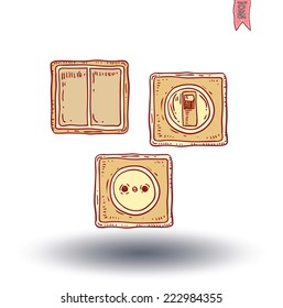 Electric plug socket cable icon - vector illustration