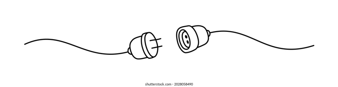 Electric plug and socket connection umplugged doodle