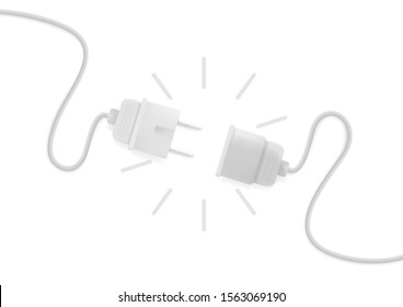 Electric Plug Socket Disconnect Concept. Time 404 Error Connection. EPS10 Vector