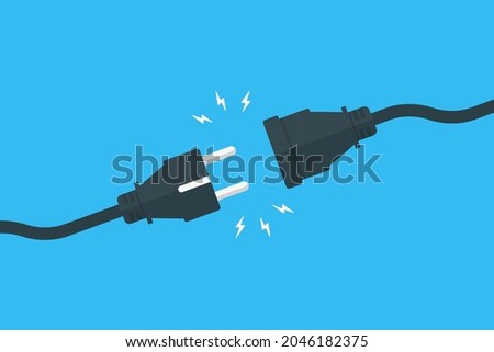 Electric plug and socket disconnected. Disconnection, lost connection concept. Flat vector illustration [[stock_photo]] © 