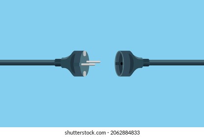 Electric Plug and Socket unplug flat design vector.