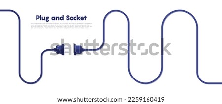 Electric Plug and Socket unplug outline design vector. 404 error background web banner, Electric wire shock, disconnection, loss of connect. Vector 10 eps.