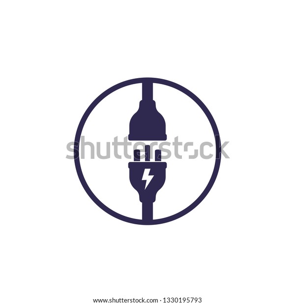 electric plug with socket,\
vector icon