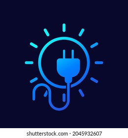 electric plug and sun icon, solar energy vector