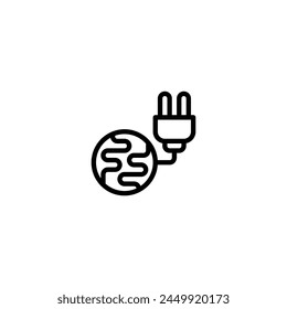 electric plug sustainability outline icon and illustration