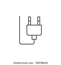 Electric Plug thin line icon. Linear vector illustration. Pictogram isolated on white background