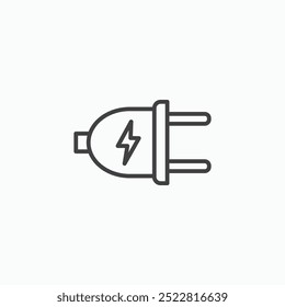 Electric plug thin liner icon isolated