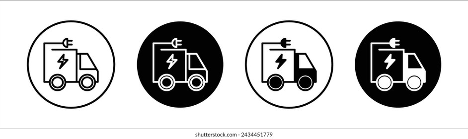 Electric plug in truck flat line icon set. Electric plug in truck Thin line illustration vector