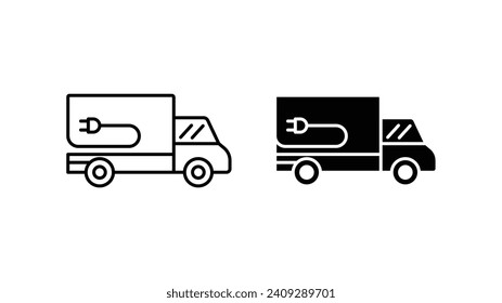 Electric plug in truck icon set. vector illustration