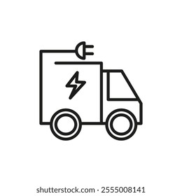 Electric plug in truck icon Simple thin line flat symbol