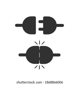 Desenchufe eléctrico desenchufado y conectado con efecto de clic. Ilustración vectorial de material aislada en fondo blanco.