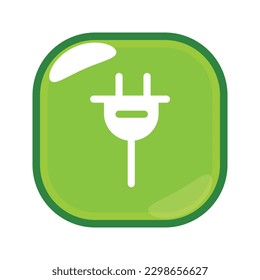 ilustración del botón de icono del vector de enchufe eléctrico