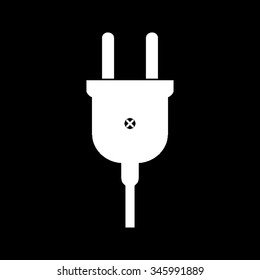 electric plug vector icon isolated on black