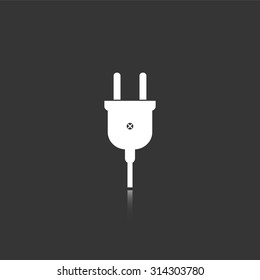 electric plug vector icon with mirror reflection
