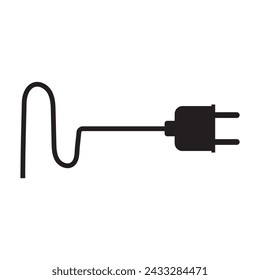 Electric plug vector icon on white background. Electrical cord or cable. Electric power. Vector file illustration.