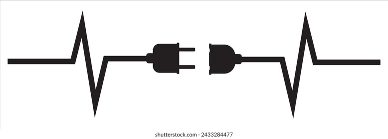 Electric plug vector icon on white background. Electrical cord or cable. Electric power. Vector file illustration.