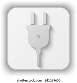electric plug vector icon - paper button 