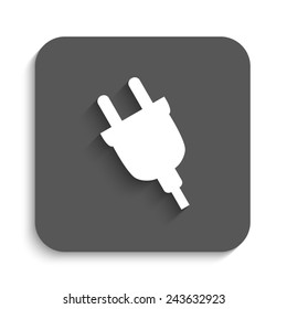 electric plug  - vector icon with shadow on a grey button
