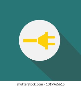 Electric plug vector icon I'm white circle green background and flat shadow