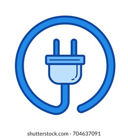 Electric plug vector line icon isolated on white background. Electric plug line icon for infographic, website or app. Blue icon designed on a grid system.