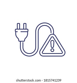 electric plug and warning alert line icon