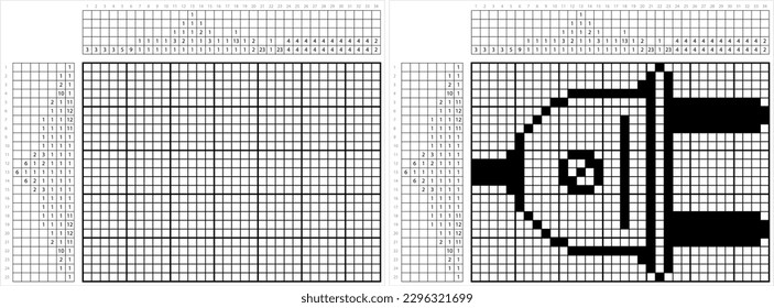 Electric Plug Web Icon Nonogram Pixel Art, Electric Plug With Wire Vector Art Illustration, Logic Puzzle Game Griddlers, Pic-A-Pix, Picture Paint By Numbers, Picross