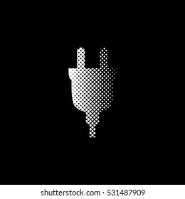 electric plug - white vector icon;  halftone illustration