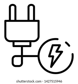 Electric plug wire icon. Outline electric plug wire vector icon for web design isolated on white background