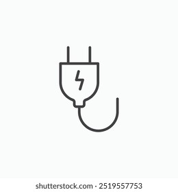 Electric plugline in Thin line black color. flat simple vector symbols illustration.