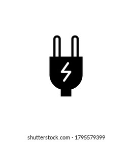 electric plugs, electrical 2 pins Icon in black flat glyph, filled style isolated on white background