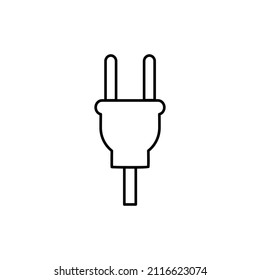 enchufes eléctricos, 2 pines eléctricos Icono de estilo de línea negra, estilo aislado en fondo blanco