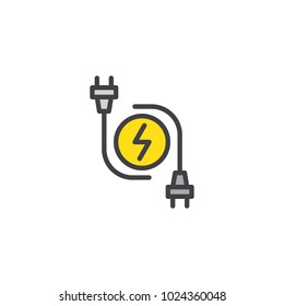 Electric plugs filled outline icon, line vector sign, linear colorful pictogram isolated on white. Symbol, logo illustration. Pixel perfect vector graphics