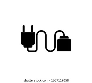 electric plugs icon, power jack illustration with black color on white background.