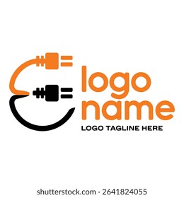 Electric plugs logo isolated on white background for company branding