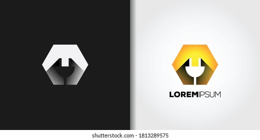 electric plugs logo template set vector